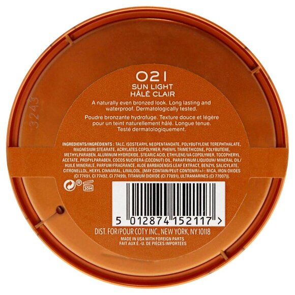 Rimmel London 021 Sun Light Natural Bronzer Waterproof Bronzing Powder 0.49 Oz - Picture 2 of 3
